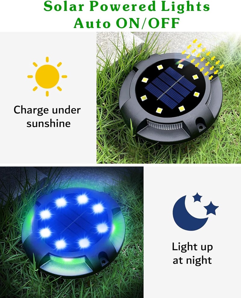 Biling Solar Pathway Lights Outdoor Uplight Sidelight, 8 Packs Multi Color Solar Ground Lights Waterproof for Yard Walkway Garden Halloween Decorations - Image 4